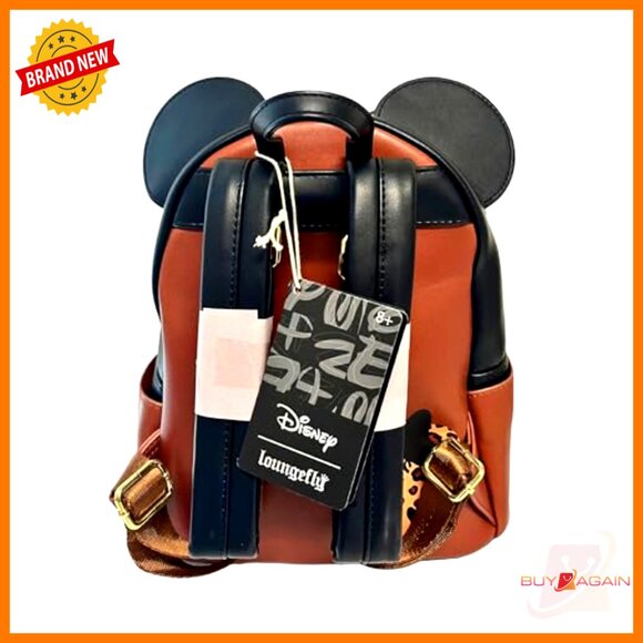 Leopard Print Minnie Mouse Vegan Leather Shoulder Bag Adjustable Straps - Picture 2 of 5